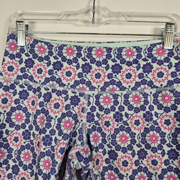 Lululemon Wunder Under Cropped Twiggy Printed Power Purple/Aquamarine Size 8 - Picture 3 of 12